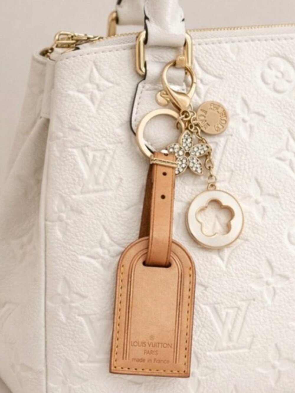 Authentic Louis Vuitton Name Tag / Luggage Tag with Unbranded Keychain